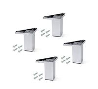 EMUCA 2039625 Lot de 4 Pieds avec Vis de Montage pour Meuble/Armoire/Canapé Hauteur 80mm en Plastique, Peint Aluminium, H 80mm