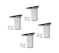 EMUCA 2039725 Lot de 4 Pieds avec Vis de Montage pour Meuble/Armoire/Canapé Hauteur 100mm en Plastique, Peint Aluminium, H 100mm