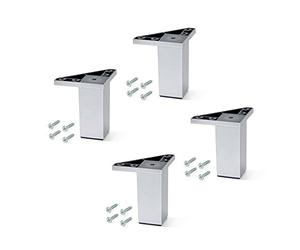 EMUCA 2039725 Lot de 4 Pieds avec Vis de Montage pour Meuble/Armoire/Canapé Hauteur 100mm en Plastique, Peint Aluminium, H 100mm