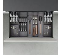 Emuca 3069335 Porte couteaux Orderbox pour tiroir, 150x470 mm, Gris anthracite, Acier et Bois