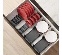 Emuca 3069635 Porte assiettes Orderbox vertical pour tiroir, 159x468 mm, Gris anthracite, Aluminium et Plastique
