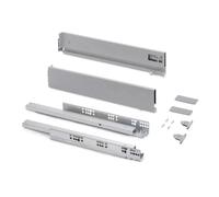 Emuca - Kit tiroir pour cuisine et bain à régulation 3D, hauteur 93mm, profondité 400mm, 40 Kg, fermeture amortie, panneaux non incluses, Acier, gris