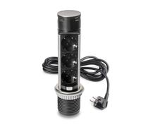 Emuca 5049565 Multiconnecteur Vertikal Push 60, diamètre 60 mm, 3 prises de type Schuko, 1 USB de type A, 1 USB de type C, Acie