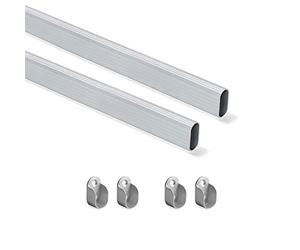 EMUCA 7070362 Kit de barre de penderie, Aluminium et zamak, Support métallisé, 750mm, Lot de 2