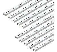 Emuca 7907812 Profil crémaillère simple perforation pas 50mm pour équerres, blanc, L 1000mm, Set de 10 pièces