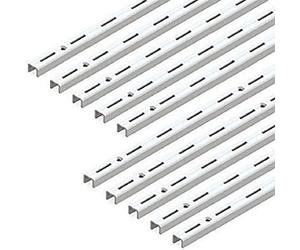 Emuca 7907812 Profil crémaillère simple perforation pas 50mm pour équerres, blanc, L 1000mm, Set de 10 pièces