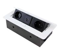 Emuca Multiconnecteur encastrable pour bureau Atom 26 Lite — 265 x 120 mm — Blanc
