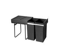 Emuca Poubelle de tri Recycle 2 x 25 L - fixation bas de caisson, extraction manuelle, noir