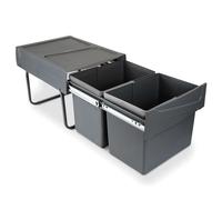 -Emuca Bac de tri sélectif a montage inférieur et extraction manuelle pour élément de cuisine Recycle, 2x15litres, Plastique Gris
