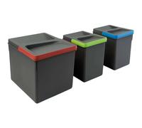 Emuca Poubelles pour tiroir de cuisine Recycle Hauteur 216 1x12L+2x6L Plastique Gris anthracite