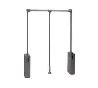 Emuca - Barre de penderie escamotable Sway, tringle relevable, penderie rabattable pour armoire, 450-600mm, Acier, Aluminium et Plastique, Peint en titane