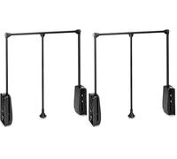 Emuca - Barre de penderie escamotable, tringle relevable, penderie rabattable pour armoire, largeur réglable 830-1150mm, Noir (Lot de 2)