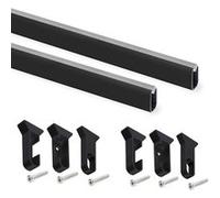 Emuca – Kit tube de penderie 1150 mm – Aluminium peint en noir et plastique