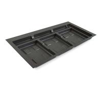 Emuca Base Recycle pour poubelles de tiroir de cuisine 3 cavités Plastique gris anthracite 1 unité