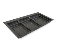 Emuca - Base Recycle pour poubelles pour tiroir de cuisine, 3 cavitès, Plastique gris anthracite, Plastique, 1 ut.