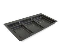 Emuca - Base Recycle pour poubelles pour tiroir de cuisine, 3 cavitès, Plastique gris anthracite, Plastique, 1 ut.
