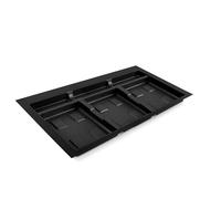 Emuca - Base Recycle pour poubelles pour tiroir de cuisine, 3 cavitès, Base module 80cm (736x482mm), Plastique noir