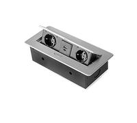 Multiprises à encastrer à couvercle - 230 V et USB - alu - Atom 26 EMUCA