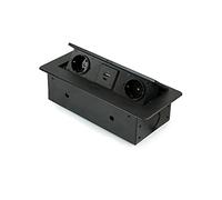 Emuca - Bloc multiprise de Bureau, Noir, 265x120mm-Prise EU (Type F)