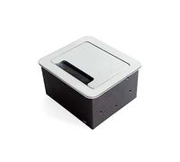 Emuca - Bloc multiprise escamotable pour encastrer au bureau, bloc multiprise plan de travail (prise EU type F, USB et HDMI), 145x130mm, gris métallisé