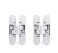 Emuca lot de 2 charnières invisibles pour portillon, charge 40kg, ouverture 180 degrés, zamak, blanc