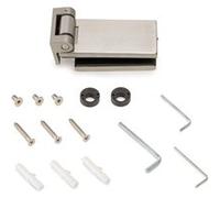 Emuca - Charnière pour porte en verre avec garniture en acier inoxydable, charnière horizontale avec embout de 34mm, pour porte de 8-12mm, acier inoxydable
