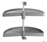Emuca Jeu de Shelvo 1/2 lune étagère pivotante, pour module de 900mm, Plastique &amp. Aluminium, Gris