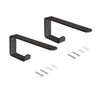 Emuca - Jeu de supports pour étagères en bois avec cintre intégré, Acier, Peint en noir