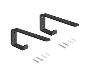 Emuca - Jeu de supports pour étagères en bois avec cintre intégré, Acier, Peint en noir