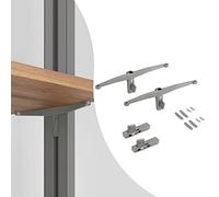 Lot de consoles pour 5 étagères en bois pour la structure Zero, planches non incluses, Zamak, Peint gris pierre