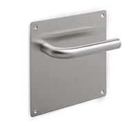 Emuca - Jeux de poignées en L avec plaque 17x17cm pour porte intérieur, acier inoxydable, nickel satiné.