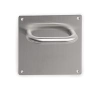 Emuca - Jeux de poignées en U avec plaque 17x17cm pour porte intérieur, acier inoxydable, nickel satiné.