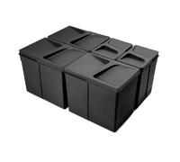 Emuca Lot Recycle : bacs de tri sélectif pour tiroir de cuisine, hauteur 266 mm, 3 x 15 litres, 2 x 7 litres, plastique, noir
