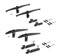 Emuca - Kit de 3 Jeux de Supports pour étagères en Bois et 1 Jeu de Support pour Module Zamak, Noir texturé.