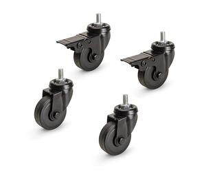 Emuca - Kit de 4 Roulettes Black avec boulon, diamètre 50mm, Plastique et Acier, Noir