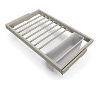 Kit de 7 porte-pantalons, 1 plateau et 1 cadre coulissant à fermeture douce pour armoires, réglable, module 800mm, Gris pierre