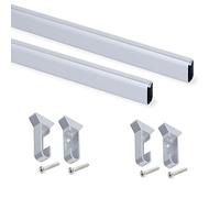 Emuca Kit tube de penderie Silk ovale 30x15 mm 750 mm anodisé mat avec supports - Lot de 2