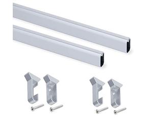 Emuca - Kit de Barre de penderie Ovale 750mm et Supports, anodisé Mat, Lot de 2