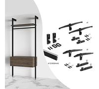 Emuca - Kit de Jeux de Supports pour 1 étagère en Bois, 1 Module et 1 Tringle de 1 m, Zamak, Noir texturé