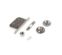 Emuca Kit de serrures avec verrou rond pour porte coulissante, acier, nickel satiné