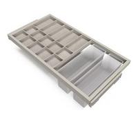 Emuca Kit de organisateur de tiroirs, plateau auxiliaire et cadre de coulissage soft close pour armoires, réglable, module 900mm, Gris pierre Peint gris pierre G