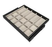 Emuca - Kit de tiroir d'organisation avec glissières à Fermeture Douce pour Armoire, réglable, Module 600mm, Noir texturé et Gris Pierre