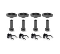 Emuca - Kit de Pieds de Vérins avec Base carrée pour Meubles, Hauteur 150mm, réglable 148-190mm, Plastique, Noir
