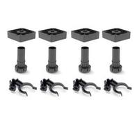 Emuca Kit de pieds de Vérins Bone avec base carrée pour meubles, hauteur 100mm, réglable 98-140mm, Plastique, Noir Noir G
