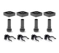 Emuca Kit de pieds de Vérins Bone avec base carrée pour meubles, hauteur 150mm, réglable 148-190mm, Plastique, Noir Noir G