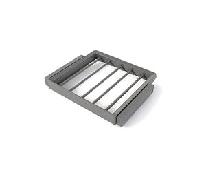 Emuca - Kit de porte-pantalon à 7tringles et rack ajustable Quartz pour armoires, glissières extension totale et à fermeture douce, Module 60cm, Finition Titane