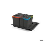 Emuca Poubelles pour tiroir – Kit Recycle avec base Lot de 3 15 L + 2×7 L Transparent
