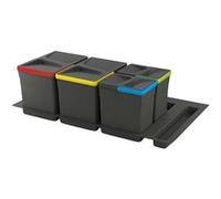 Emuca Kit de poubelles pour tiroir 2 x 12 L avec base Recycle Noir Taille unique