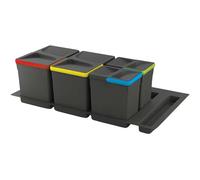 Emuca Kit de poubelles pour tiroir 2 x 12 L avec base Recycle Noir Taille unique