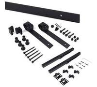 Emuca – Kit quincaillerie porte coulissante suspendue en bois Barn, 60 kg, fermeture amortie, noir
